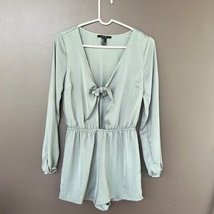 Romper, Forever 21, open tie front, Small, sage green